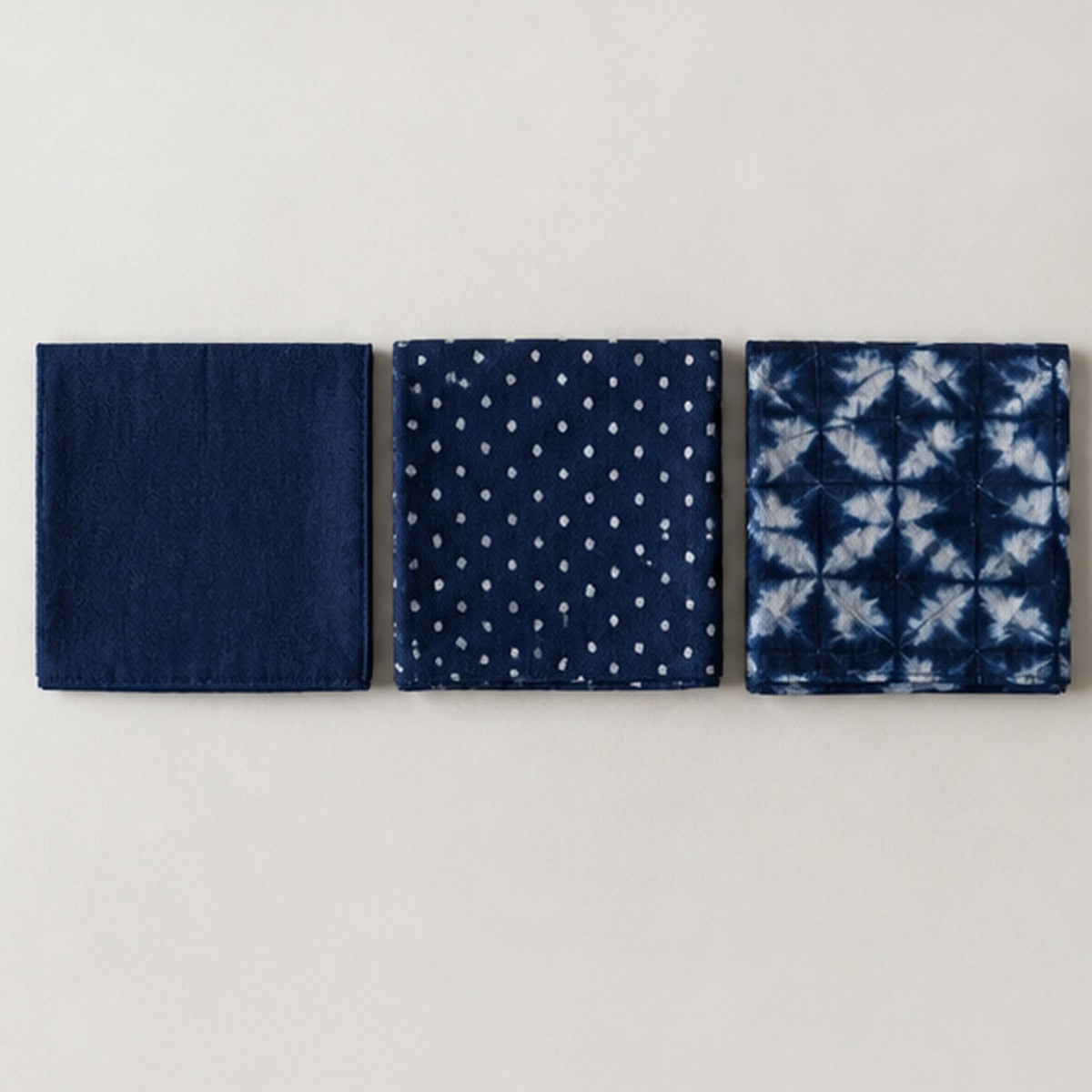 インディゴ ハンカチ 三枚セット｜おしゃれ かわいい シンプル 普段使い プレゼント ギフト